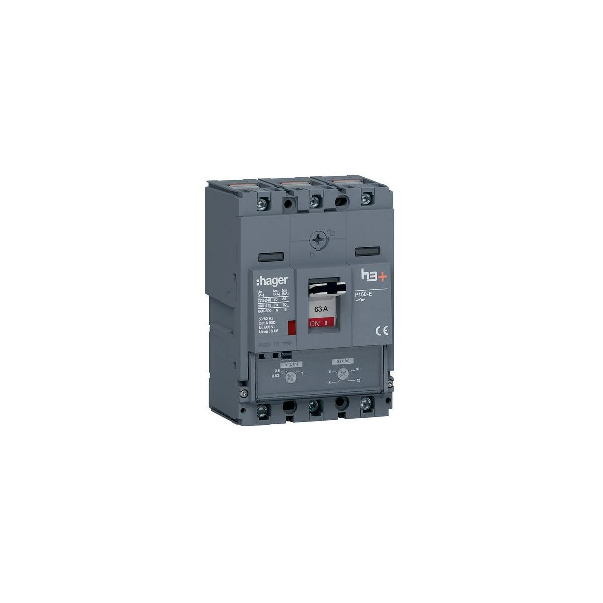 Hager HES063DC Leistungsschalter P160 63A 70kA (HES063DC) 3 Hager HES063DC Leistungsschalter P160 63A 70kA (HES063DC)