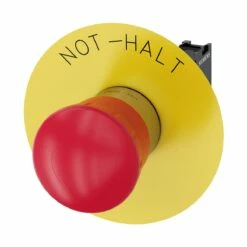 Siemens 3SU1150-1HB20-1CH0 NOT-HALT-Pilzdrucktaster Mit Gelbem Unterlegschild, 1 Öffner, Schraubanschluss
